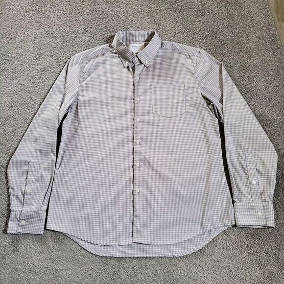 Ministry Of Supply Shirt Mens Large Gray Button Up Checks Vented Performance - Picture 1 of 11